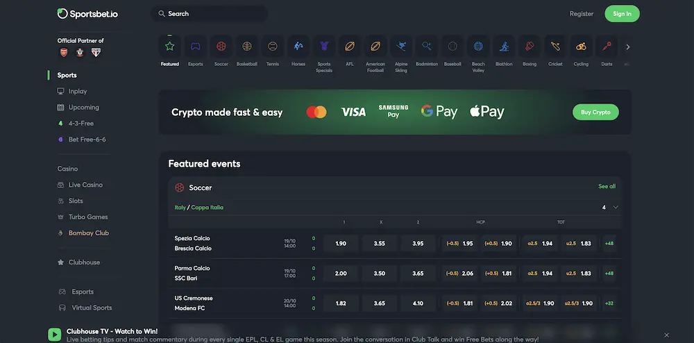 Sportsbet.io bookmaker